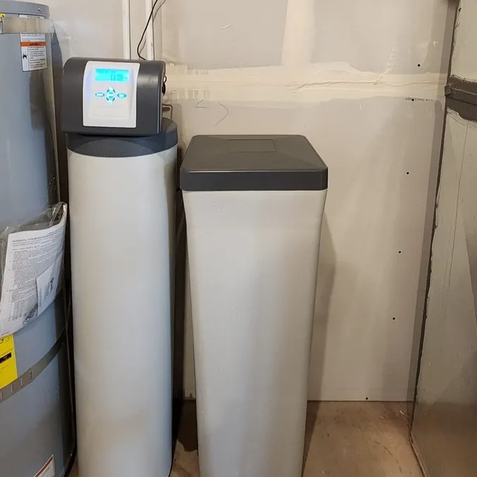 Whole-house water softener installation work in progress by JB Plumbing HVAC in Reading PA